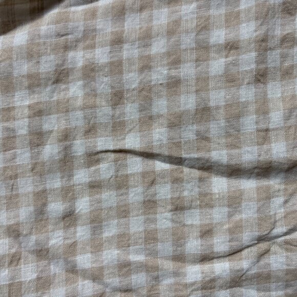 EUC Not Perfect Linen Top - White Tan Checkered, One Size - Picture 4 of 5